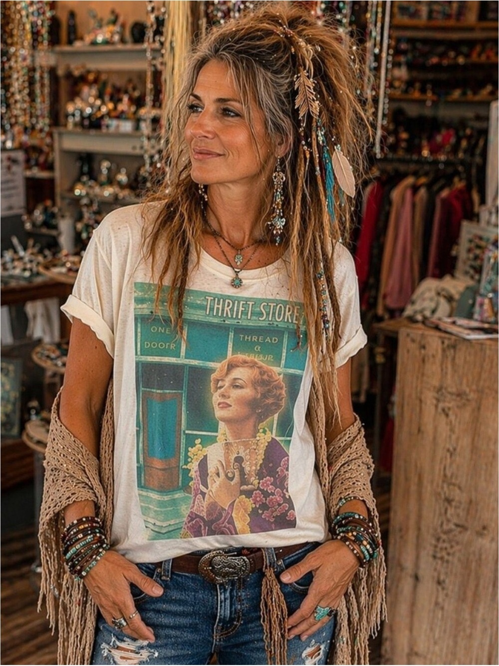 Thrift Store Graphic Short Sleeve Shirt, Rock Band Music T-Shirt